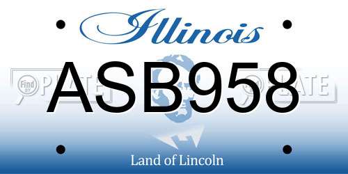 ASB958 Illinois License Plate