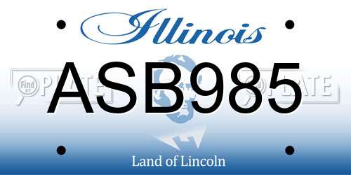 ASB985 Illinois License Plate