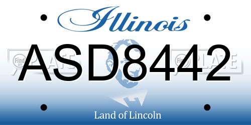 ASD8442 Illinois License Plate