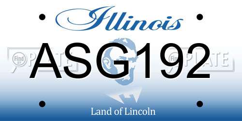 ASG192 Illinois License Plate