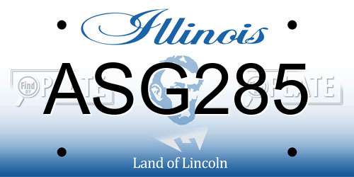 ASG285 Illinois License Plate