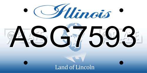 ASG7593 Illinois License Plate