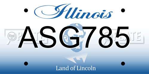 ASG785 Illinois License Plate