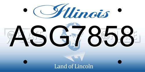 ASG7858 Illinois License Plate