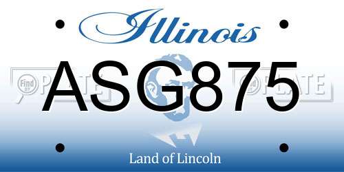 ASG875 Illinois License Plate