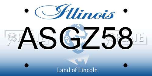 ASGZ58 Illinois License Plate