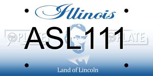 ASL111 Illinois License Plate