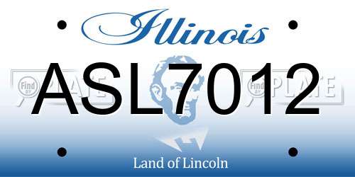 ASL7012 Illinois License Plate