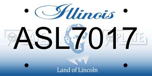 ASL7017 Illinois License Plate