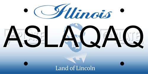 ASLAQAQ Illinois License Plate