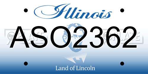 ASO2362 Illinois License Plate