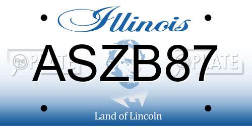 ASZB87 Illinois License Plate