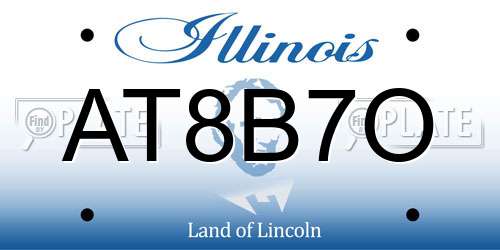 AT8B7O Illinois License Plate