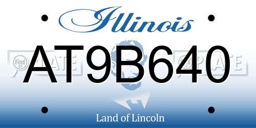 AT9B640 Illinois License Plate