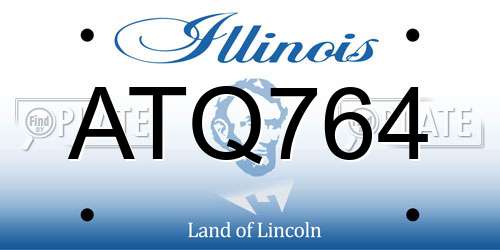 ATQ764 Illinois License Plate
