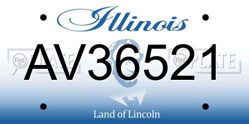 AV36521 Illinois License Plate