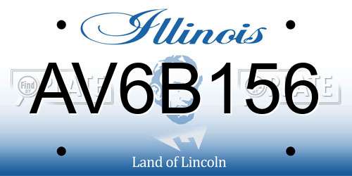 AV6B156 Illinois License Plate