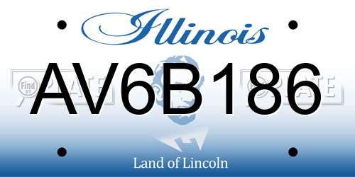 AV6B186 Illinois License Plate