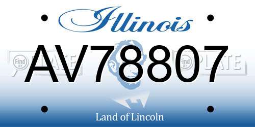AV78807 Illinois License Plate