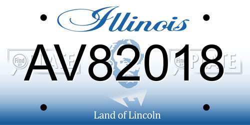 AV82018 Illinois License Plate