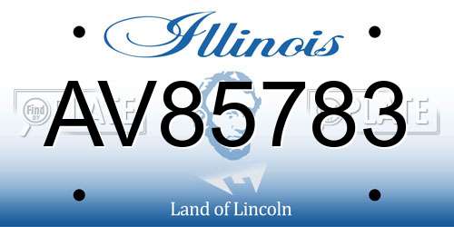 AV85783 Illinois License Plate