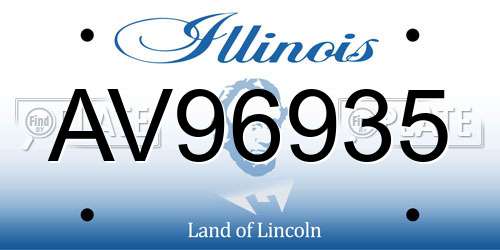 AV96935 Illinois License Plate