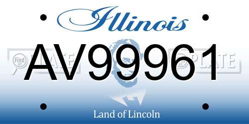 AV99961 Illinois License Plate