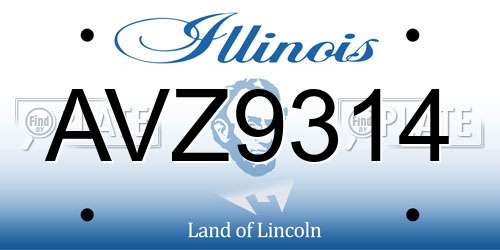 AVZ9314 Illinois License Plate