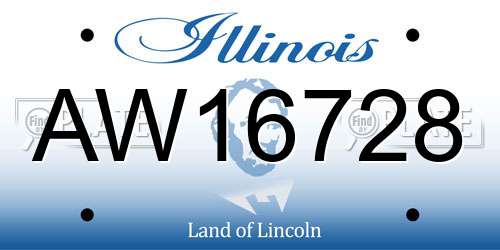 AW16728 Illinois License Plate