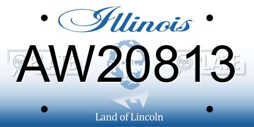 AW20813 Illinois License Plate