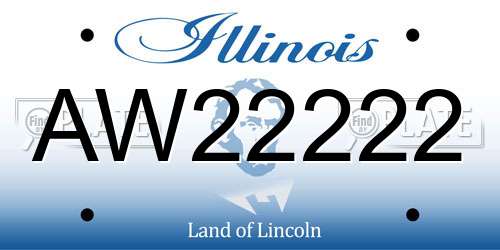 AW22222 Illinois License Plate