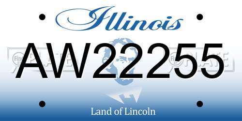 AW22255 Illinois License Plate