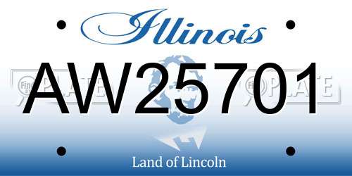 AW25701 Illinois License Plate