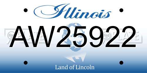 AW25922 Illinois License Plate