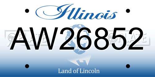 AW26852 Illinois License Plate