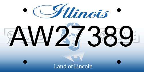 AW27389 Illinois License Plate