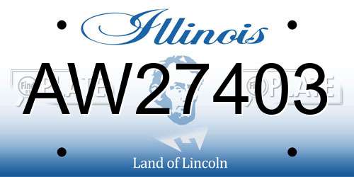 AW27403 Illinois License Plate