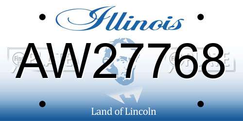 AW27768 Illinois License Plate