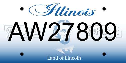 AW27809 Illinois License Plate