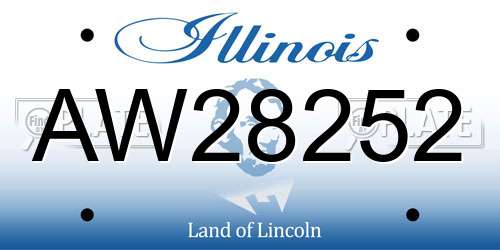AW28252 Illinois License Plate