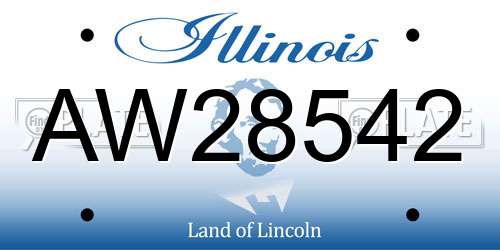 AW28542 Illinois License Plate