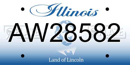 AW28582 Illinois License Plate