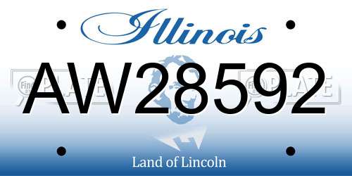 AW28592 Illinois License Plate