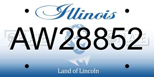 AW28852 Illinois License Plate