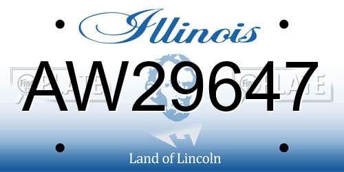 AW29647 Illinois License Plate