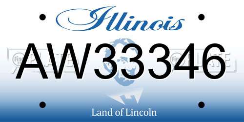 AW33346 Illinois License Plate