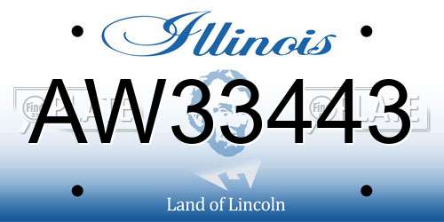 AW33443 Illinois License Plate