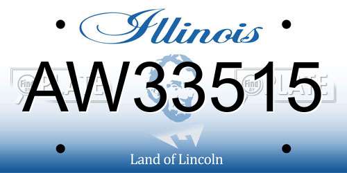 AW33515 Illinois License Plate