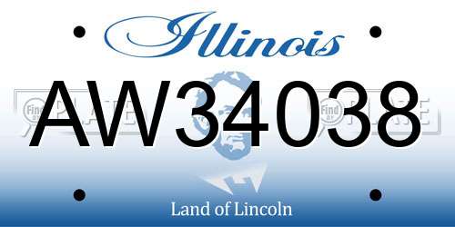 AW34038 Illinois License Plate