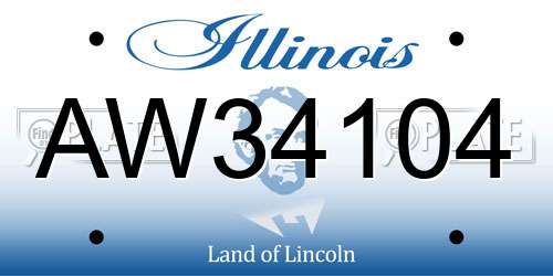 AW34104 Illinois License Plate